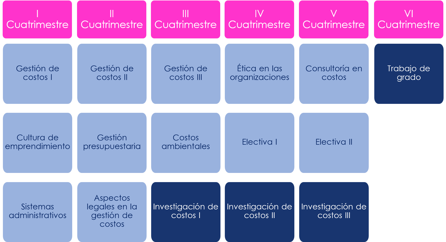 Malla Curricular Oficial - Maestría en Gestión de Costos LUZ